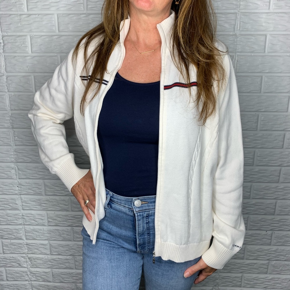 TOMMY HILFIGER Cable Knit Zip Sweater